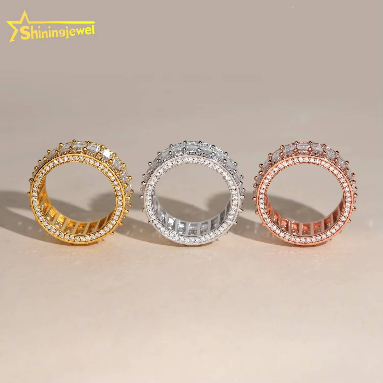 Hip Hop Rings 925 Silver Moissanite Diamond Men Wedding Band Rings Iced Out Rings Pass Diamond Tester