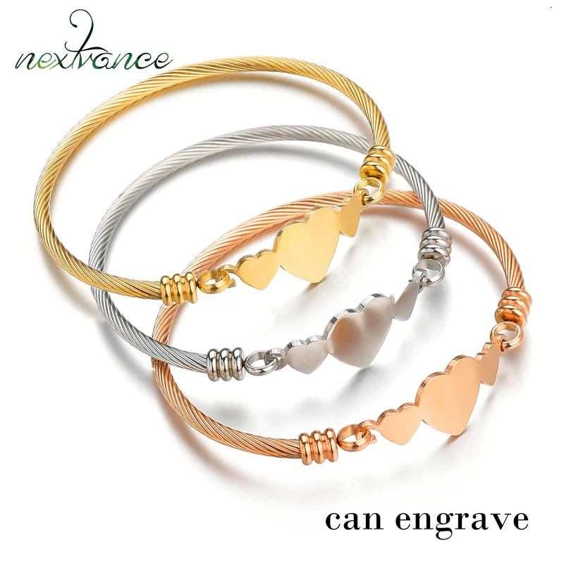 Nextvance Customized Bracelets Engrave Name Date Bracelet Stainless Steel Personalized Bangles Women ID Tag Memory Gif 251014