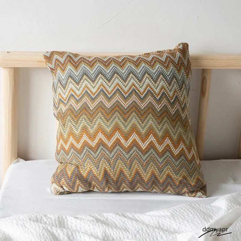 Boho Flocking Knitted Cushion Cover Soft Orange Green ddmyApr Home Living Pillow Case