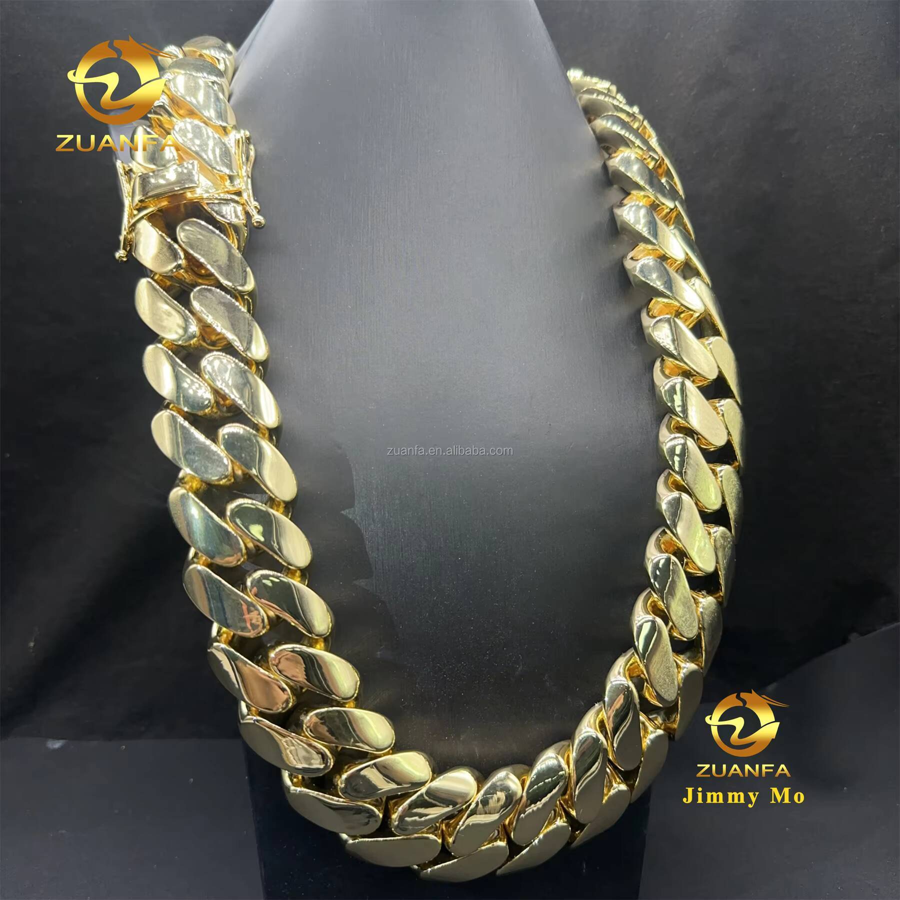 Wholesale 20mm Big Guy Heavy 14k Solid Gold Plated Fashion Style Rapper Hip Hop Style Iced Out Miami Plain Cuban Link Chain