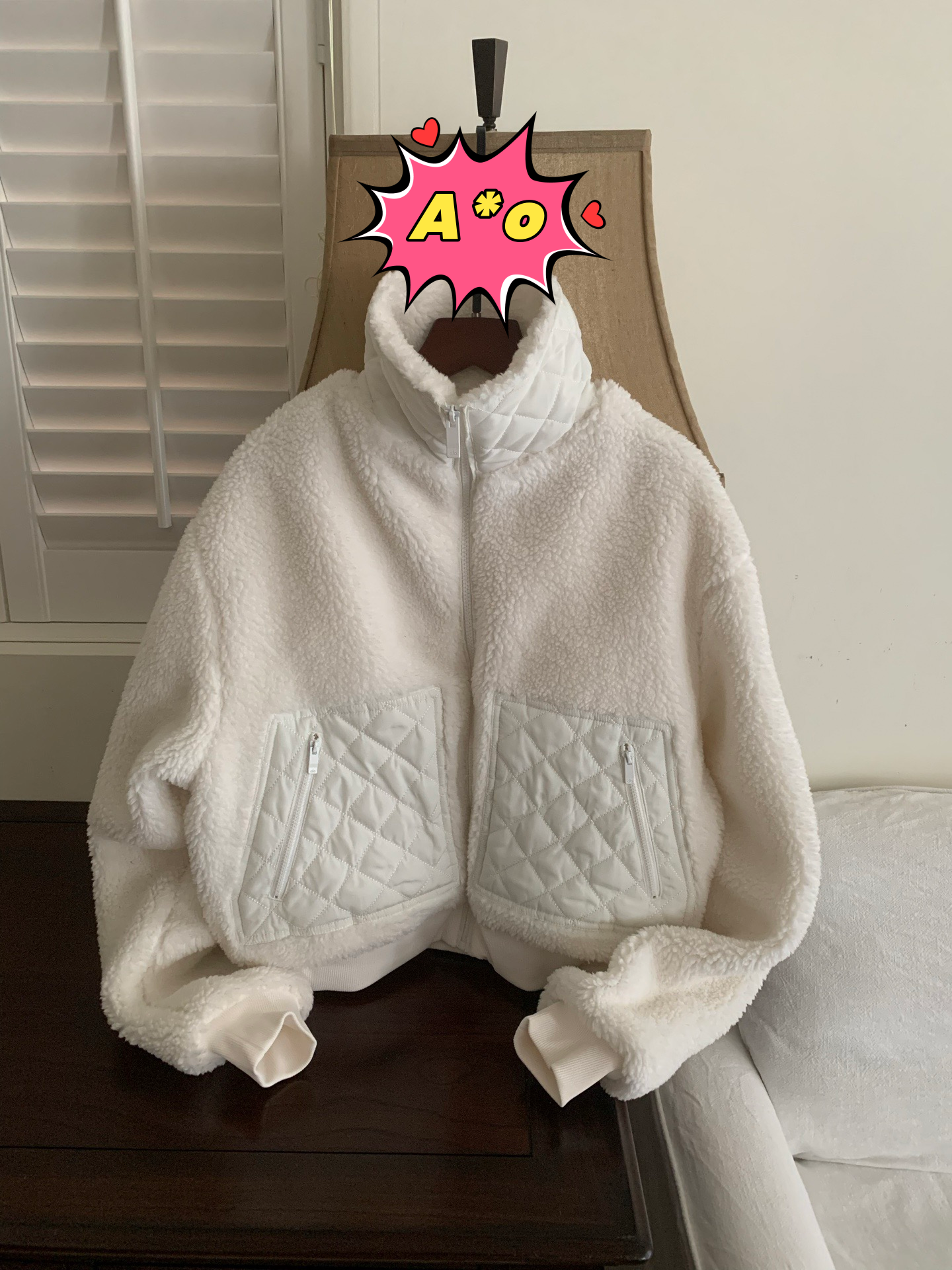 A*o Design Brand 25 Early Autumn New Style Granular Teddy Lambswool Splicing Jacket Selected environmentally friendly lambswool is elastic and not eas