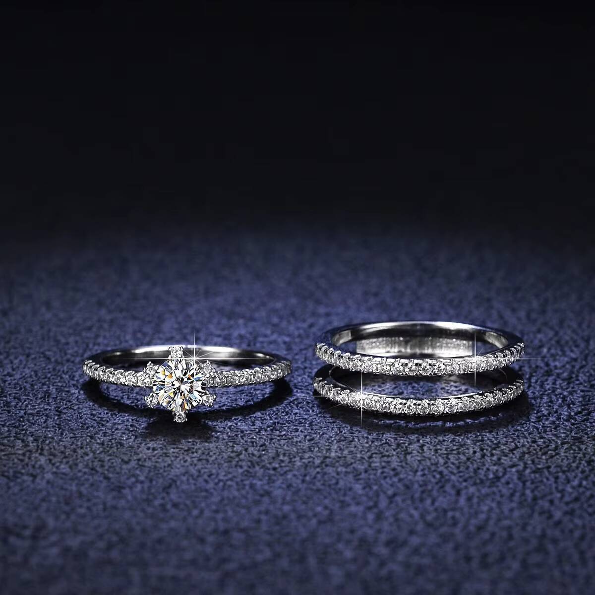 Wholesale 925 Sterling Silver White Gold Plated Gra 5mm Diamond Moissanite Wedding Ring Set Tennis Band Women Fine Jewelry