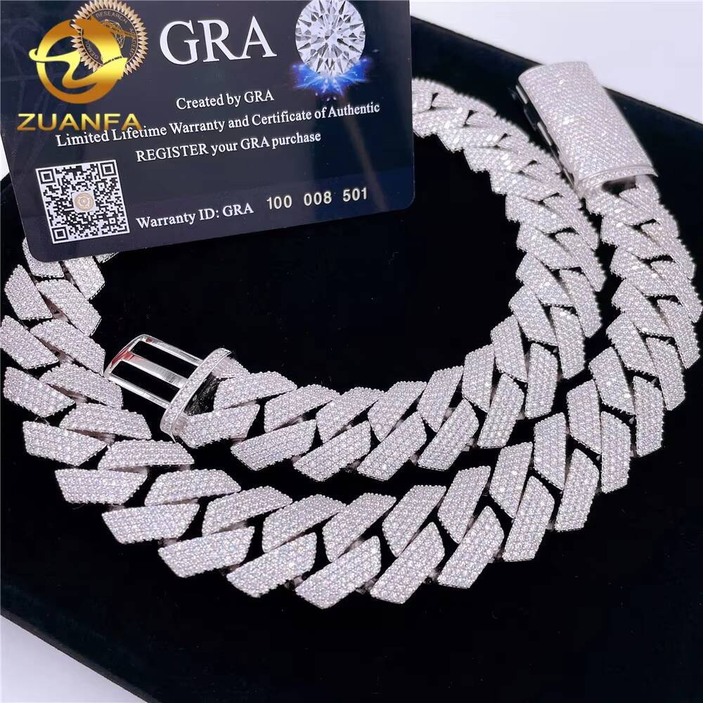 Men Style Hiphop Jewelry 20MM 4 Rows VVS Moissanite Cuban Link Chain Iced Out Big Chain Cuban Chain Necklace