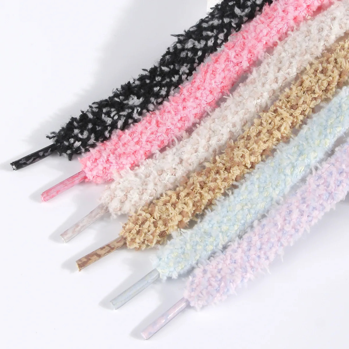 1 pair of fashionable plush shoelaces 1 cm wide flat Shoelaces for Shoes Sneaker laces Shoe accessories 100120140160 cm 251013