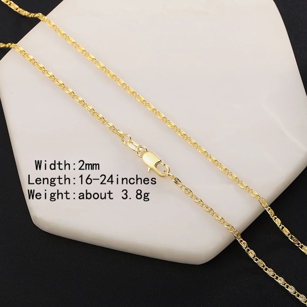 DOTEFFIL 925 Sterling Silver 161824 Inch Gold 2MM Chain Necklace For Women Man Fashion Wedding Gift Jewelry 251010