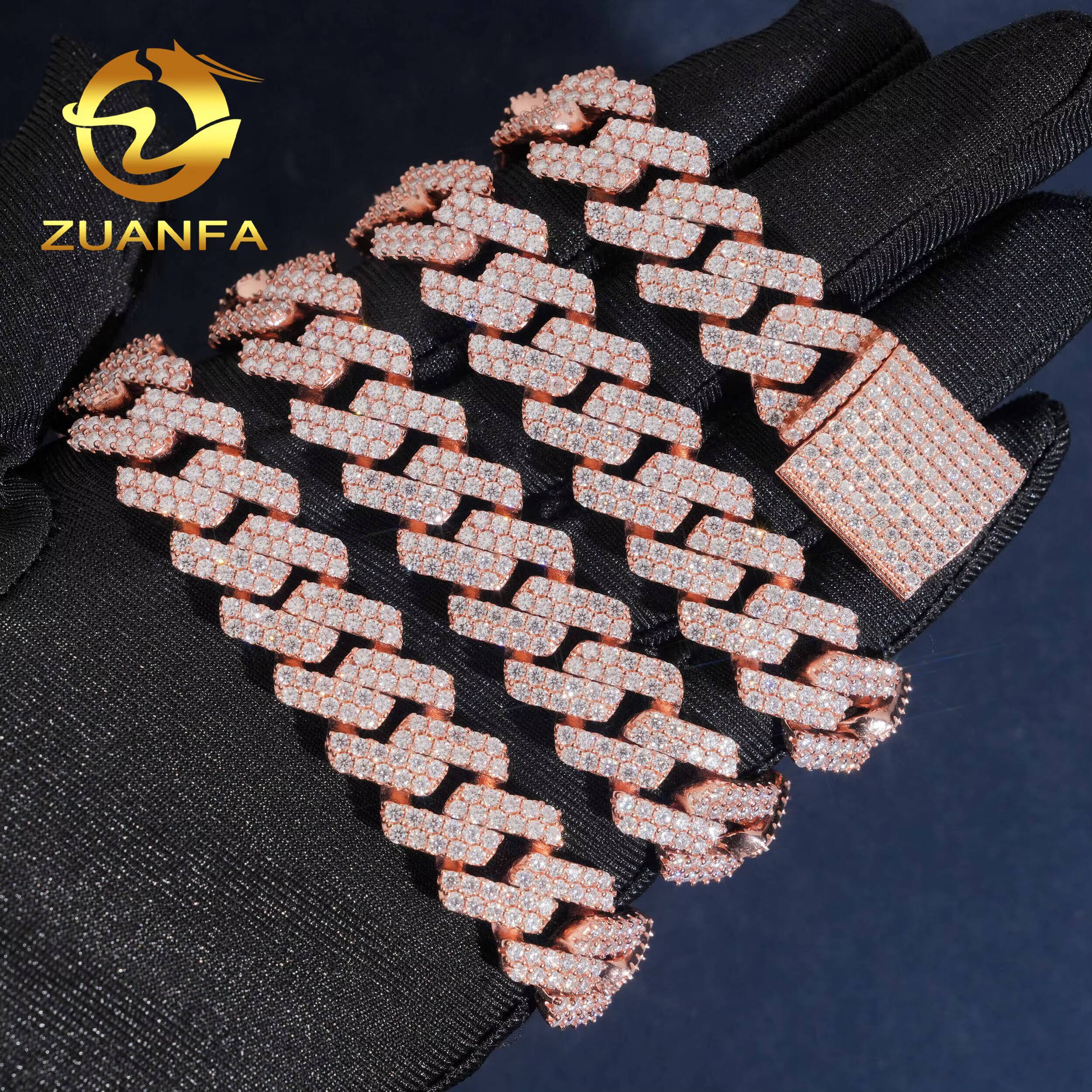 925 Silver Hip Hop Jewelry 15mm Moissanite Cuban Link Chain Iced Out Cuban Bracelet Chain Pass Diamond Tester