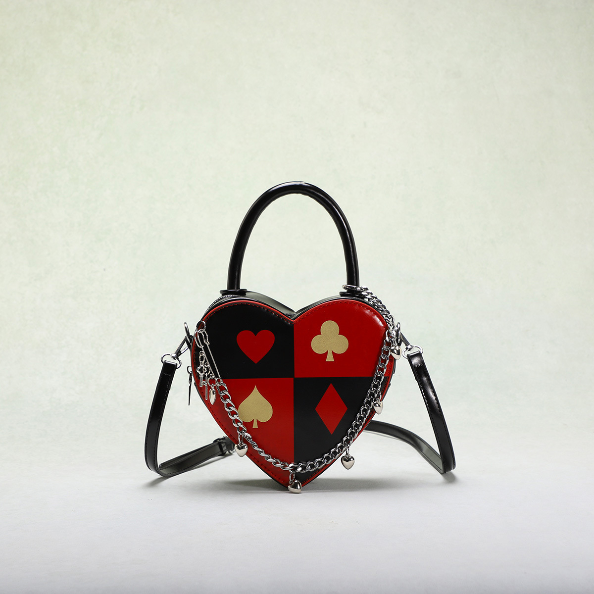 Luxury Brand Designer Bag 2025 New Spring Heart Bag For Women Creative Poker Bag Printed Chain Heart Bag Heart Handbag Crossbody Bag