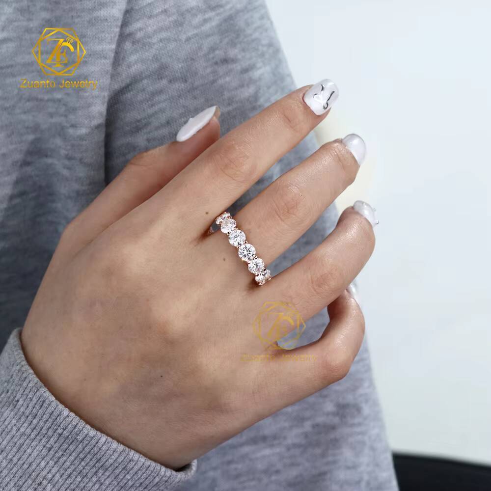 S925 Silver Round Brilliant Cut VVS D Color 5mm Moissanite Diamond Hip Hop Engagement Ring for Men and Women