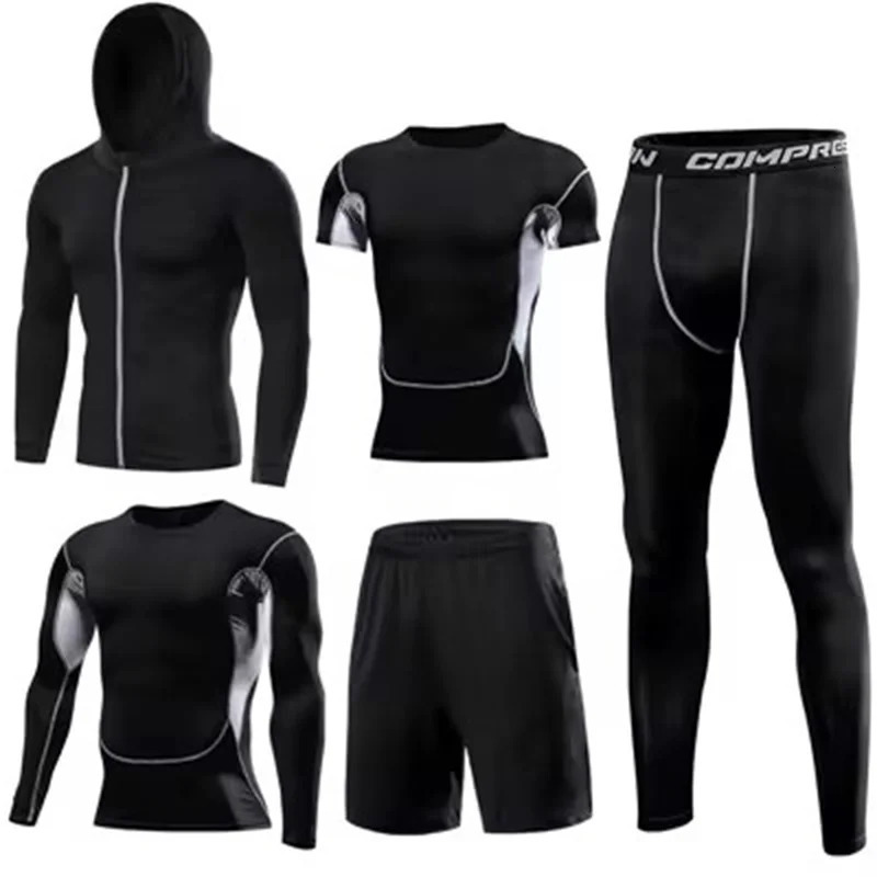 Mens 5pcs sets Boxing suit rashguard male kit MMA compression clothing men longsleeved tshirtleggings tracksuit Sport Suit 251010
