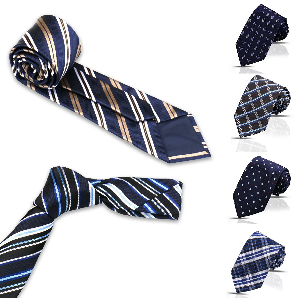 8cm Tie For Men Handkerchief Cufflink Tie Clip Set Man Wedding Gravata Suit Accessories Business Necktie Box Gift 251014
