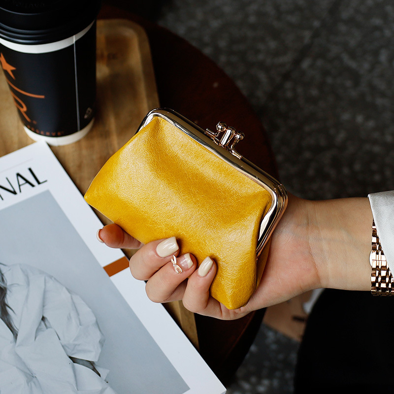 Luxury Brand Designer Bag Top Layer Cowhide Coin Purse For Women With Clip, Genuine Leather Dumpling Bag, Handheld Double Layer Coin Holder, Large Cap