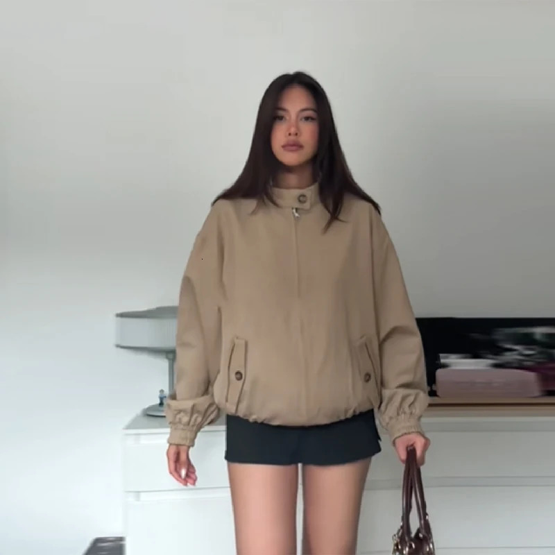 Chic Retro DoubleSided Wear O Neck Short jacket Long Sleeve Thin Trench Coat Solid Casual Coats 2025 Female Autumn Streetwears 251010