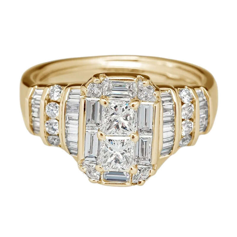 2023 Brand Wedding Rings Jewelry Sterling Sier T Princess Cut White Topaz CZ Dia Gemstones Party Eternity Women Engagement Band Ring Gift