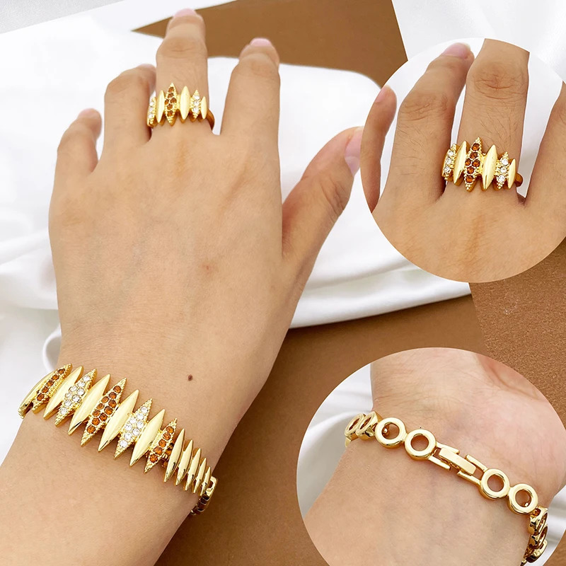 Fashion Jewelry Sets Gold Color Necklace And Earrings For Women 4 Pieces Jewelry Set 251016