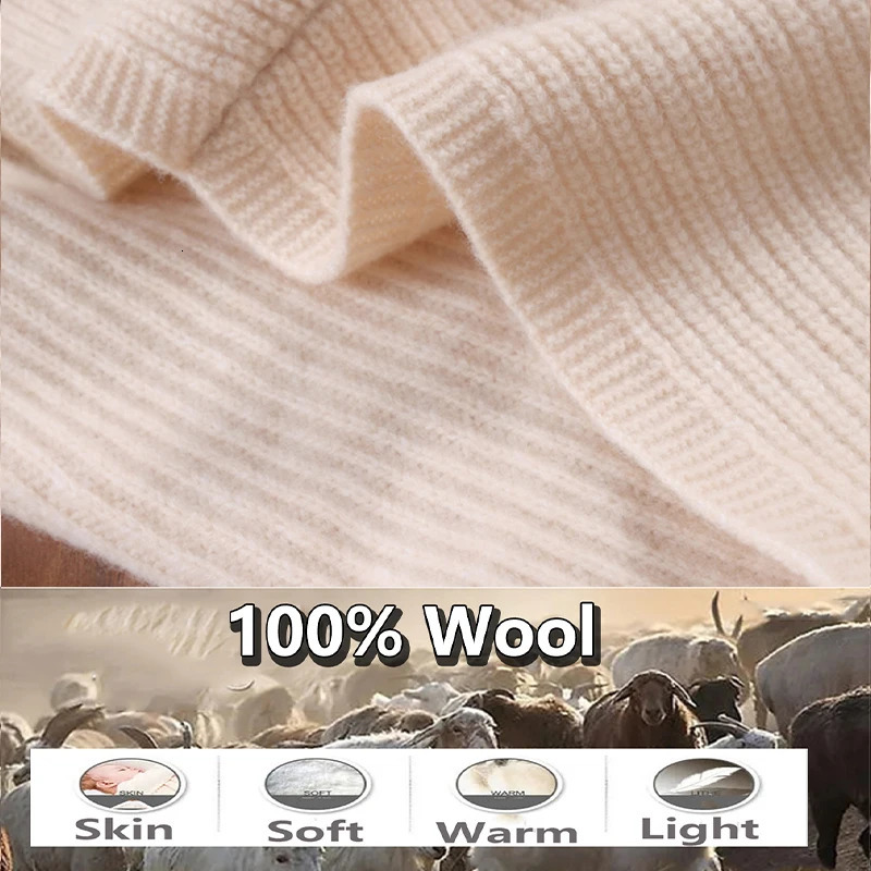 100Wool Knitted Scarf Shawl For Women Winter Soft Warm Fashion Hooded Fake Collar Solid Multifunctional Neck Warmer Scarves 251016