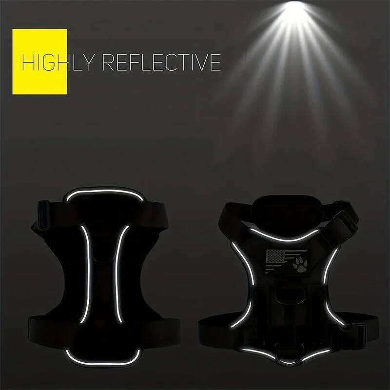 Reflective Vest Service Dog Harness with 5 PCS Patches, Adjustable Soft Oxford Pet Harness, Inner Layer Mesh, Easy