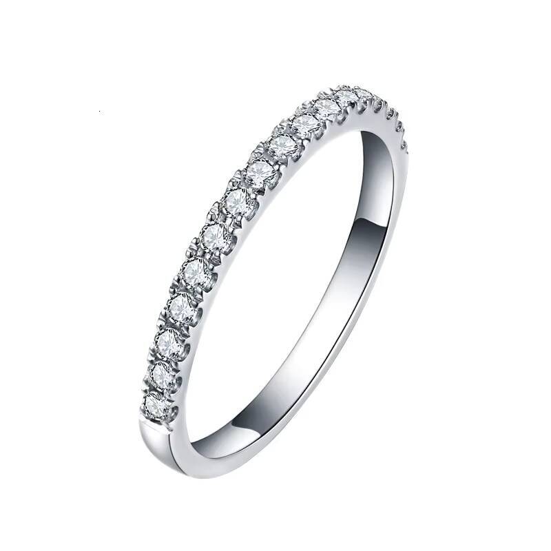 15mm Width Moissanite Lab Created Diamond Half Eternity Wedding Band Sterling Silver for Women