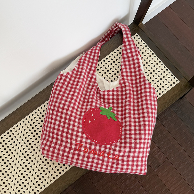New Korean designer plaid cartoon women's handbag, cute and fashionable commuting bag, casual hot selling shoulder bag