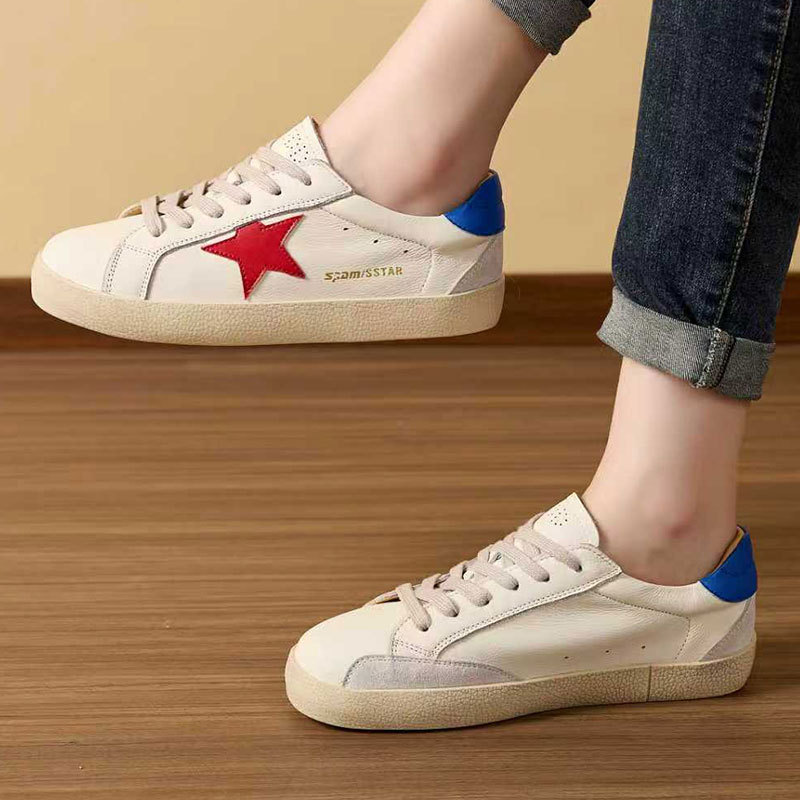 Korean version of old star small dirty shoes women's four seasons versatile leather Agande training shoes running casual white shoes2025