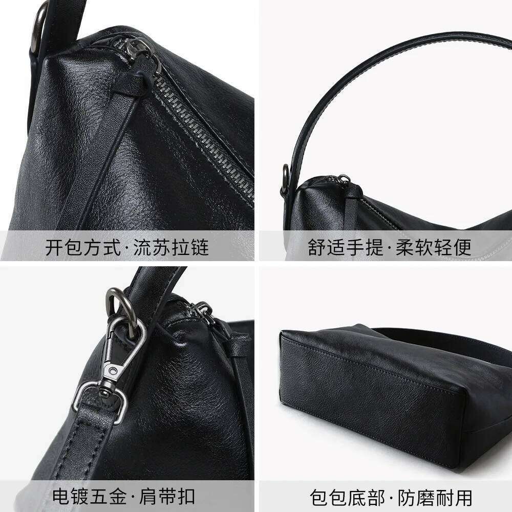 Retro Lazy And Trendy Layer Cowhide Pillow Niche Design, Commuting Minimalist Armpit Bag, High-End Handbag For Women Suotong251020 Suotong1020