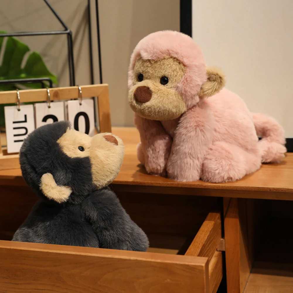 Kawaii Fluffy Brown Monkey Plush Toys Naughty Stuffed Forest Animal Grey Monkey Soft Dolls With Small Black Eyes Birthday Gifts J251020