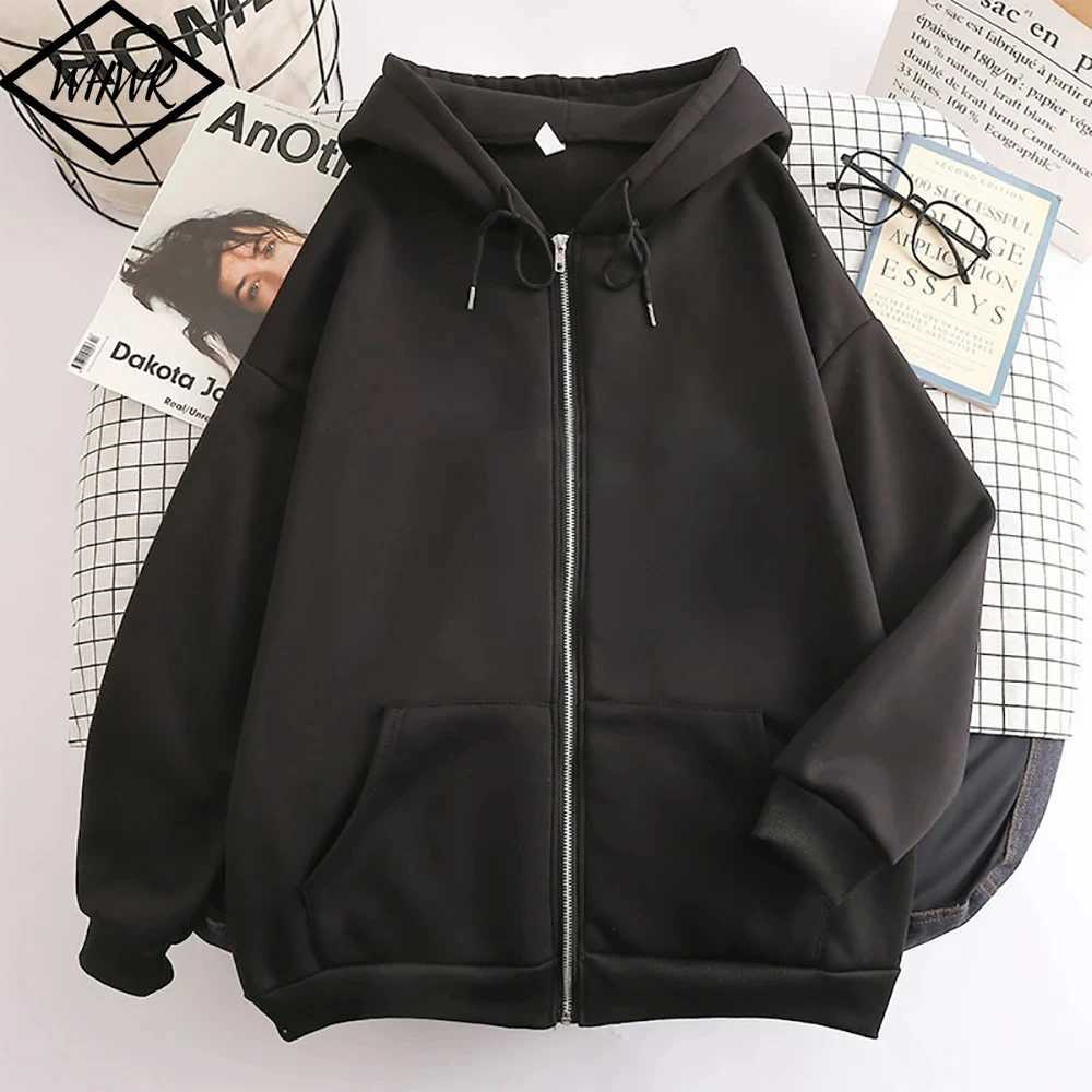 Mens Fleece Jackets Fashion Zipper Sweatshirts Spring Autumn Loose Casual Hoodies Womens Y2k Long Sleeve Solid Hooded Jacket W251020