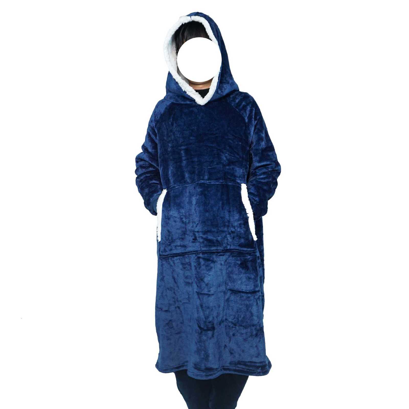 Long Thickened TV Blanket Lazy Blanket TV Blanket Extended Sleep Robe Couple ParentChild Homewear Pullover Pajamas Y251020