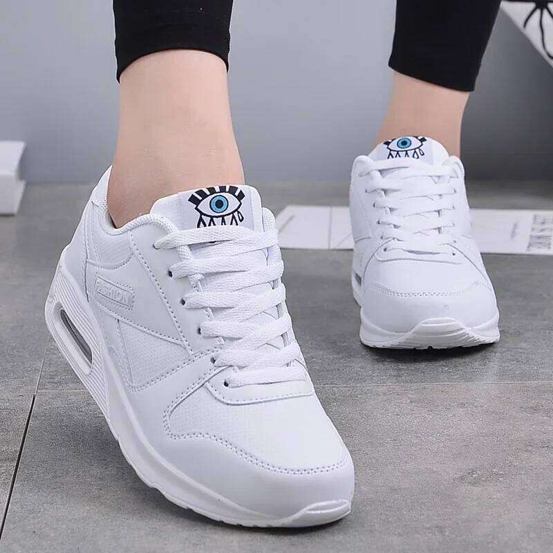 Hot Seller Women Fashion Sneakers Cushion Pu Leather Blue White Pink Outdoor Walking Jogging Shoes Female Trainers