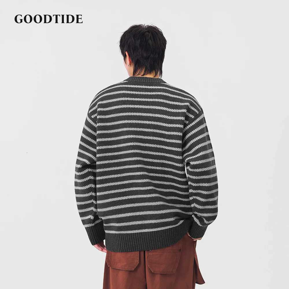 Fashion Mens Casual Crew Neck Sweater 2025 Winter New Stripe Knitted Pullover Comfortable Soft Long Sleeve Jumper Top W251020