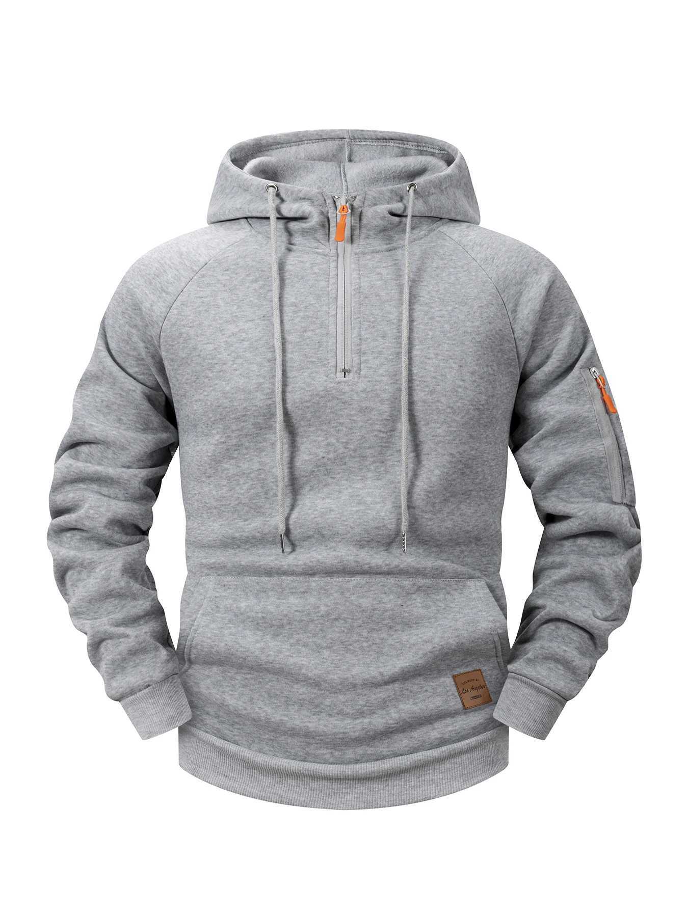 2025 AutumnWinter Mens Hoodie Fashion Casual Sports Hoodie Retro Harajuku Long Sleeve Zipper Multi Pocket Loose Street Wear W251020