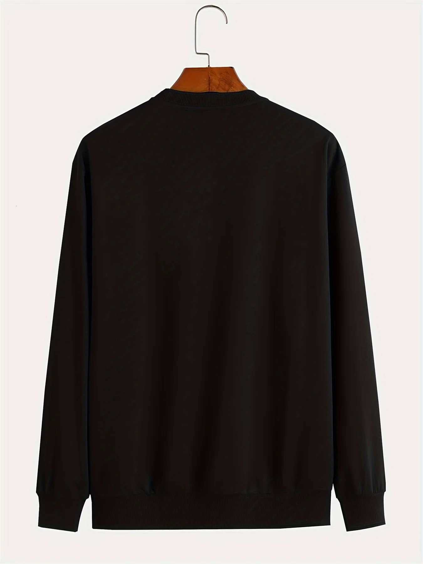 Mens autumn and winter fashionable casual loose cool bear cartoon graphic print fleece long sleeved round neck sweatshirt W251020