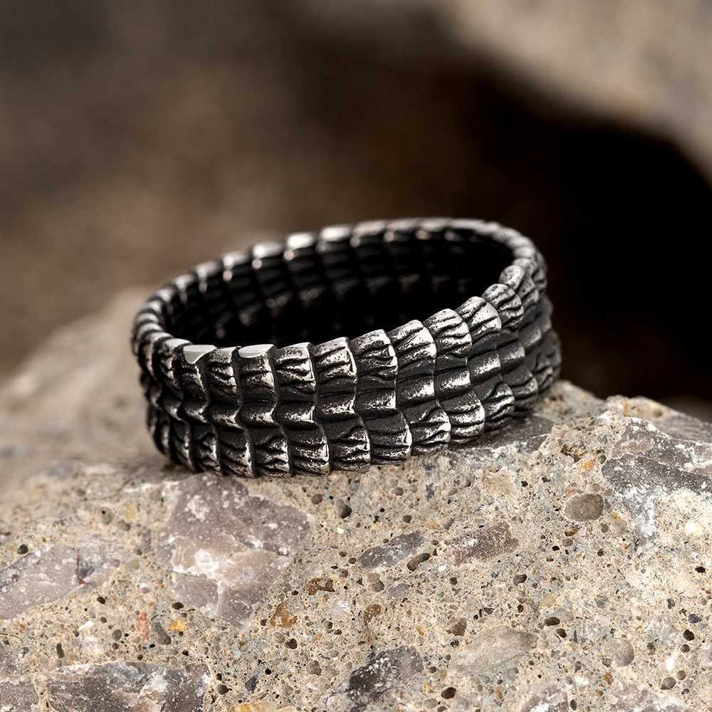 Norse Mythology Ouroboros Finger Ring Mens Antique Stainless Steel Vikings Midgard Serpent Jormungand Male Scandinavian Jewelry J251020