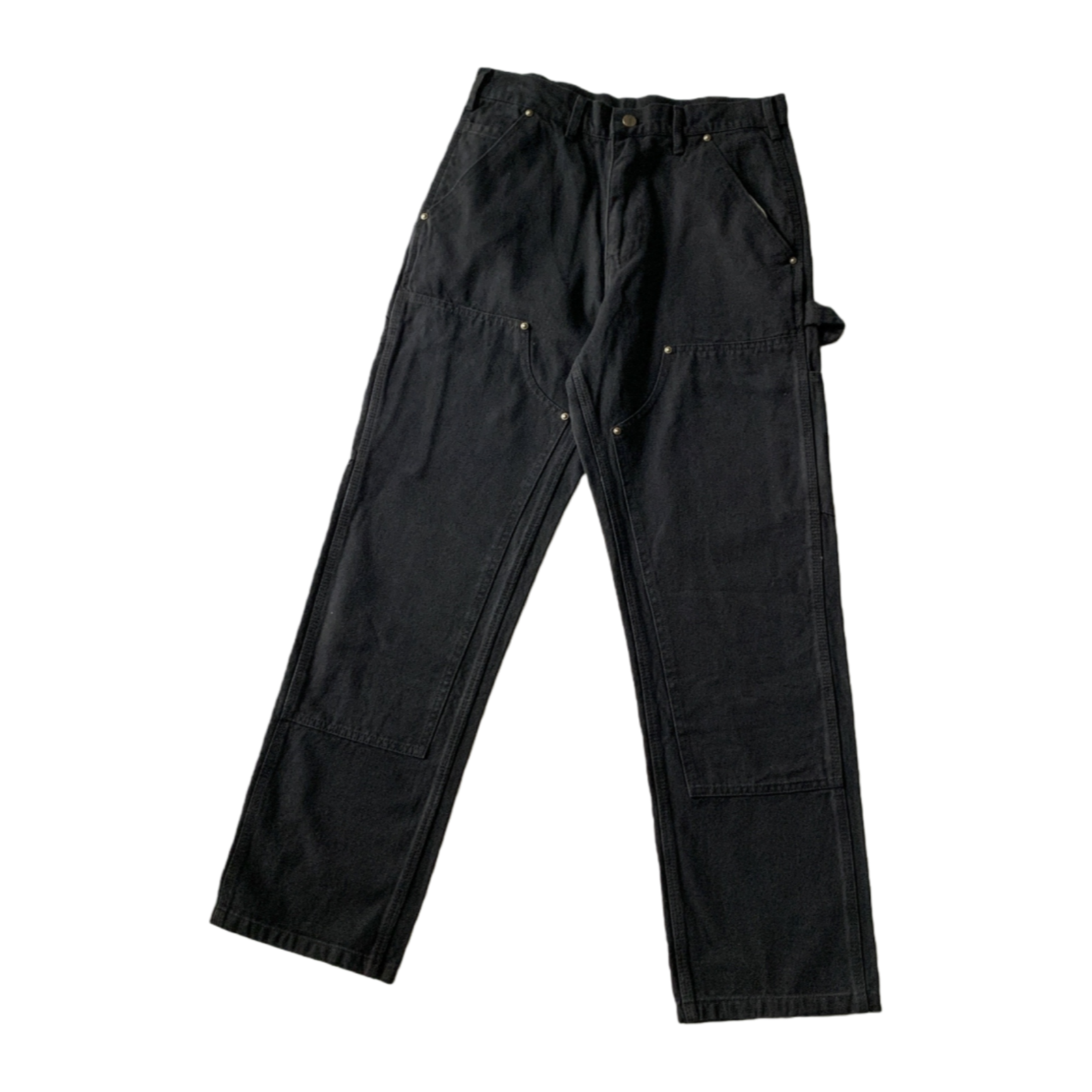 Washed Distressed Work Pants Double-Knee Canvas Lumberjack Pants Heavyweight Fabric with Substantial Feel