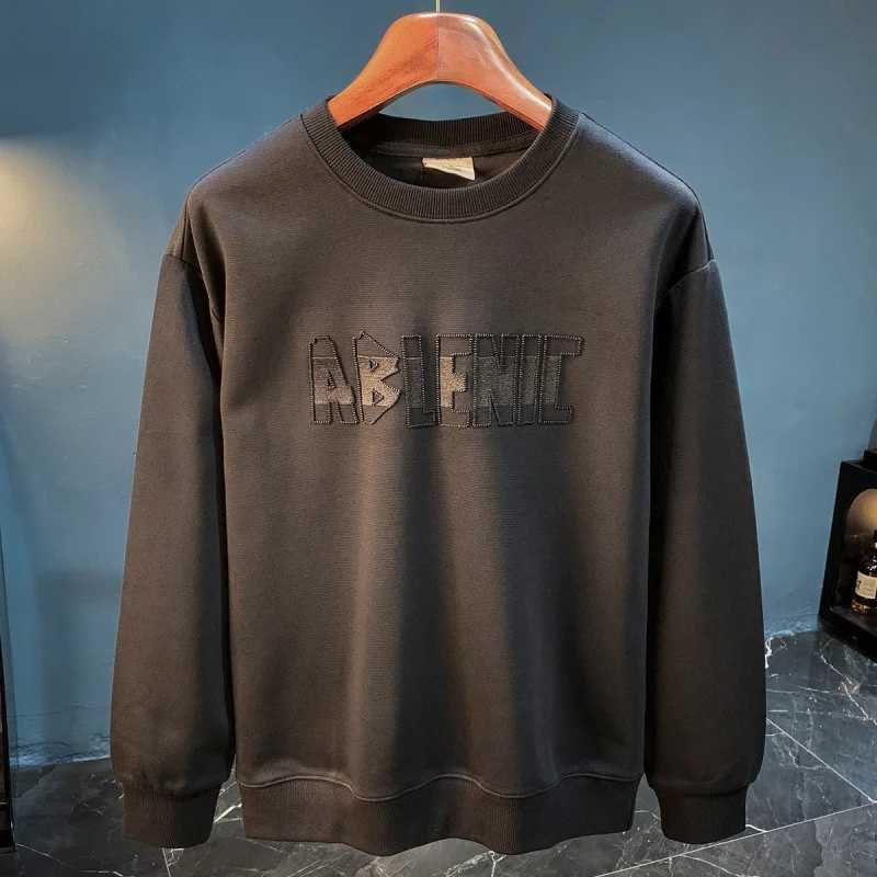 Loose hoodie mens plus size trendy embroidered long sleevedshirt with drawstring round neck casual sportswear W251020