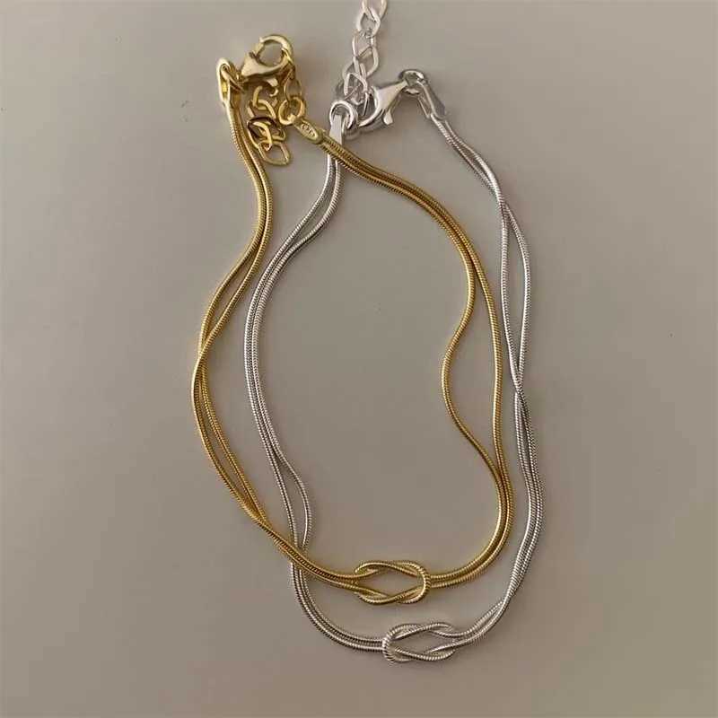 Stainless Steel Snake Bone Chain Knot Necklace for Women Punk Gold Color Double Layered Chunky Thick Neck Chain Choker Jewelry Y251020