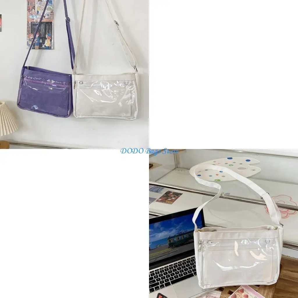 School Girl Student Uniform Crossbody Bag Japanese Clear Window Canvas Shoulder Handbag Anime Pin Display ItabagT251020