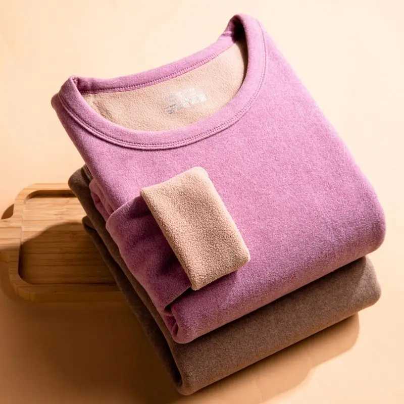 Thermal Underwear Women Suit Thicken Lamb Fleece High Elastic High Waist Long Johns Bottoming Two Piece Sets Thermos ClothingT251020