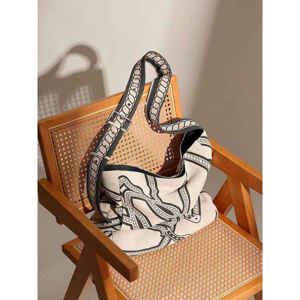 Genuine Leather Canvas Tote New Pony Totem Lazy Style Shoulder Bag Original Linen Printed Casual Handbag Suotong251020 Suotong1020