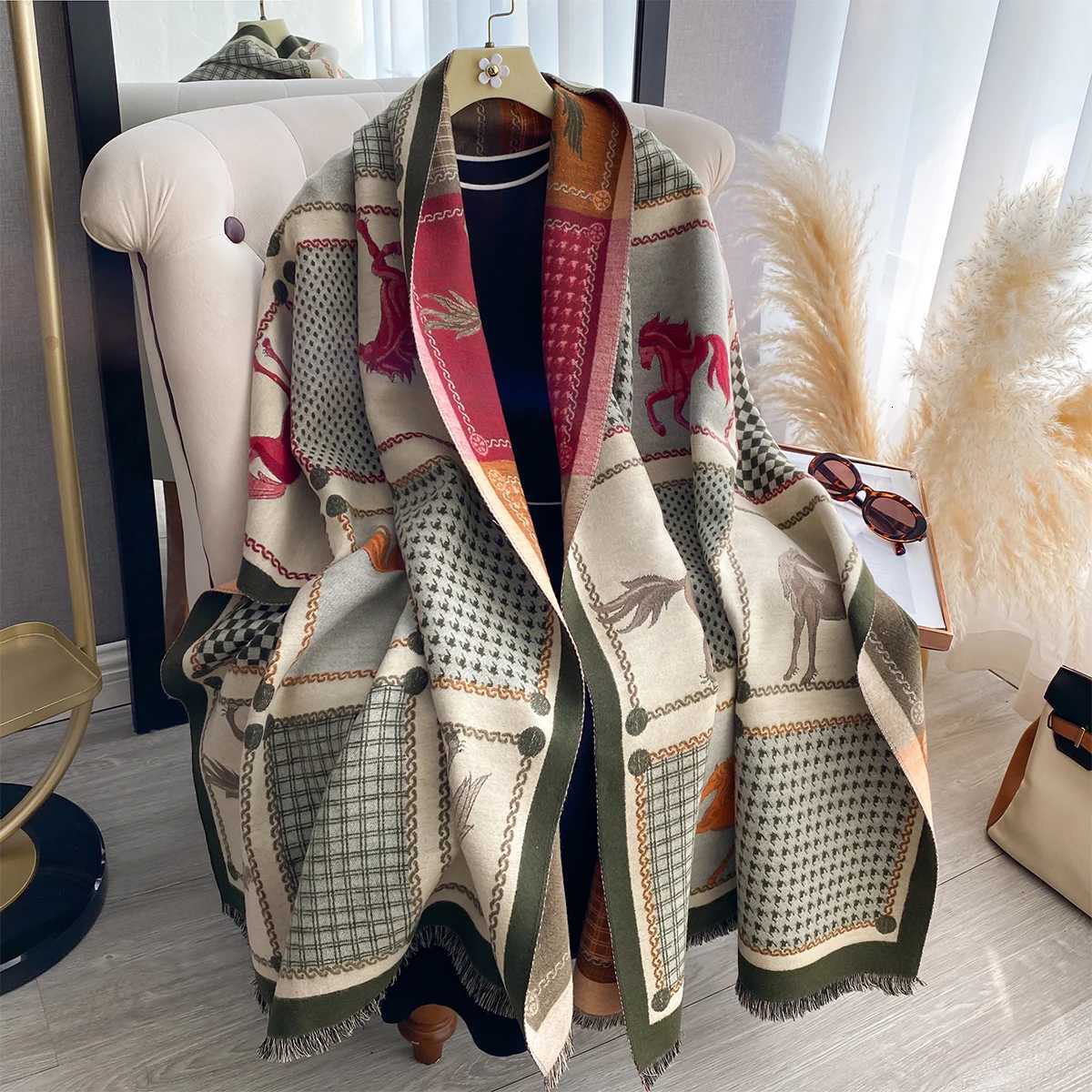 New Women Imitation Cashmere Two Sided Print Scarf Soft Warm Pashmina Shawl Autumn Winter Coldproof Windproof Blanket C251020