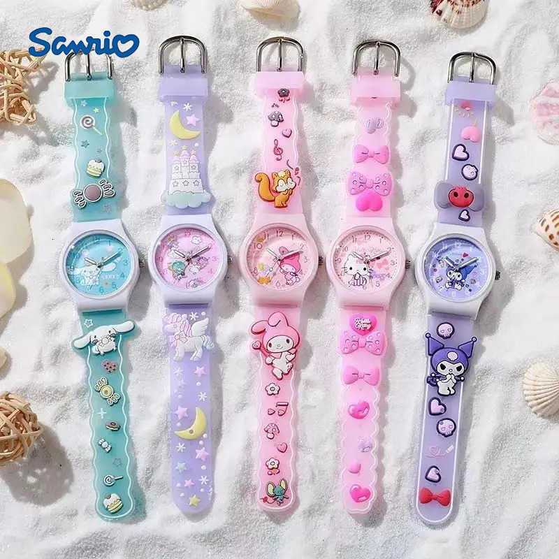 Sanrio New Hello Kitty Kuromi Cute Cartoon Kids Watch Jelly Sanrio Quartz Watch Gift for Boys Girls L251020
