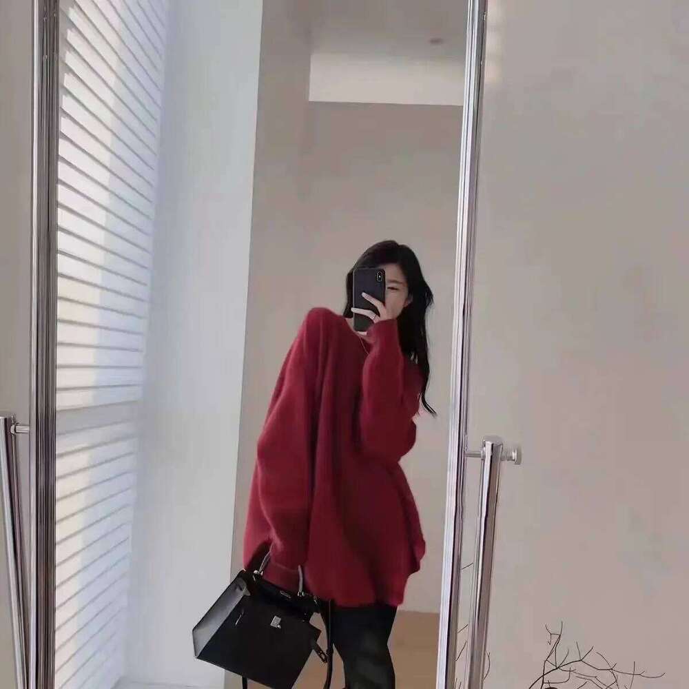 Women's Lazy Kaze Jun Mountain Cashmere Sweater Round Neck Loose Long Hem Split Skirt Thickened Knitted Bottoming Shi 251020 251020