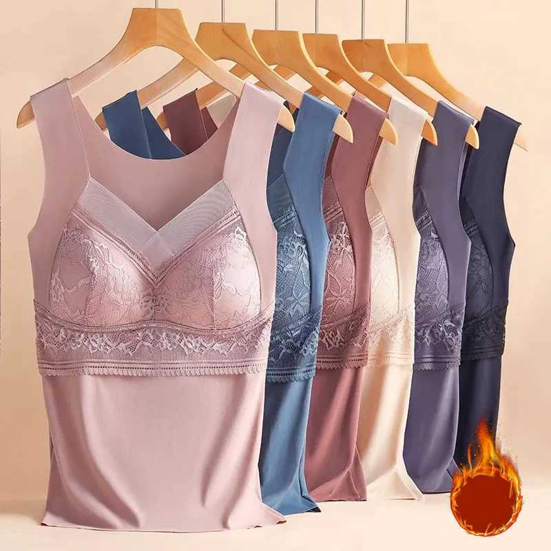 1pcs Woman Thermal Underwear Thermo Lingerie Winter Soft Warm Top Wear Thermo Vest Undershirt Intimate Lace with Bra PaddedT251020