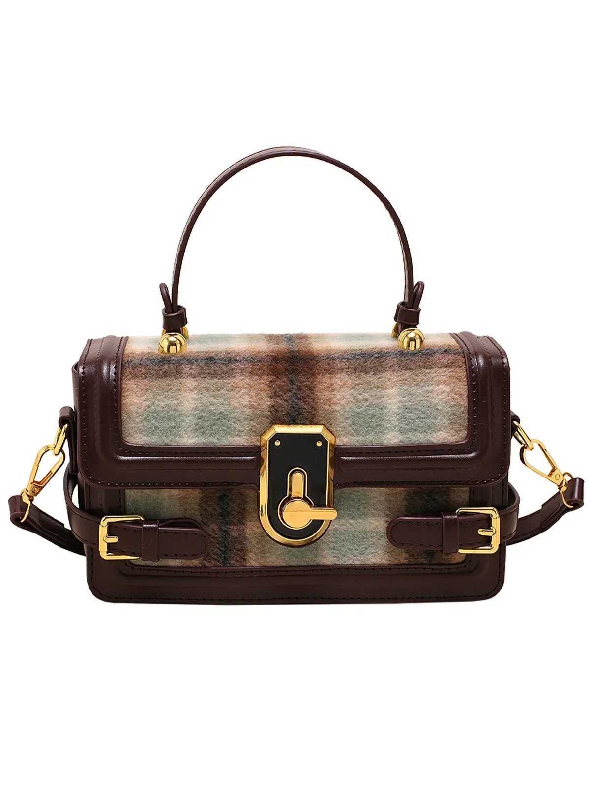 Autumn Winter New Contrast Color Woolen Bag 2023 New Womens Versatile Shoulder Crossbody Bags Fashion Commute Square HandbagsT251020