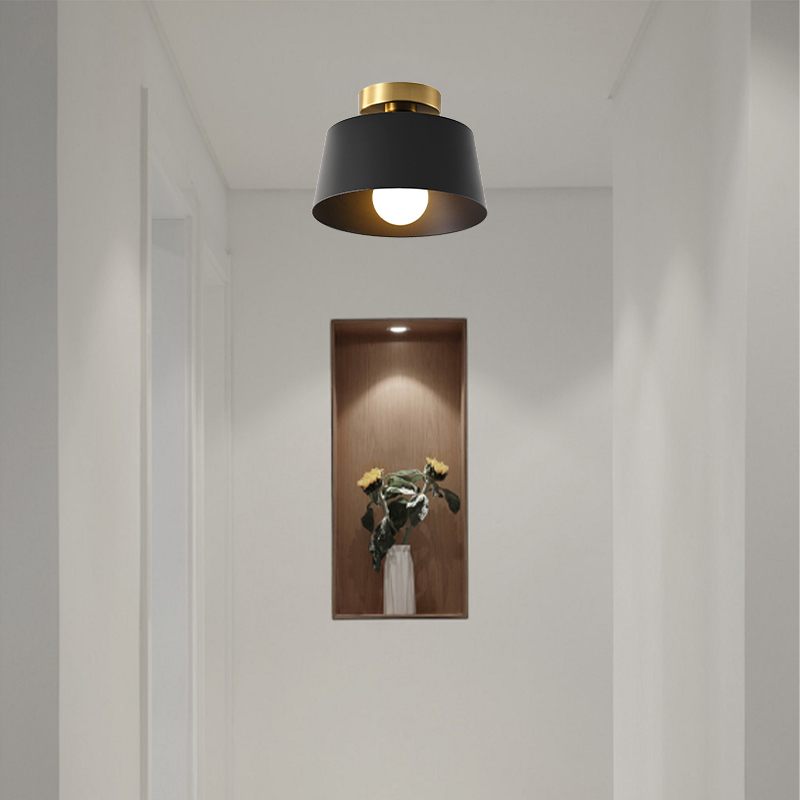 Ceiling Light Fixture, Hallway Ceiling with Gold Plate and White Shade, Modern Simple Style Porch Light Fixtures Semi Flush Mount
