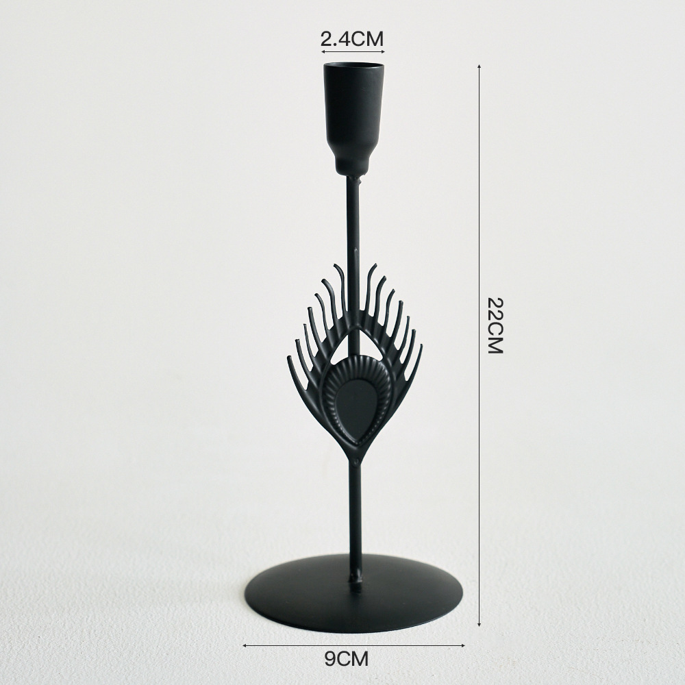 Nordic-inspired home decor: Retro candlelit dinnerware, luxurious metal crafts, romantic tableware, and candlestick ornaments H260310