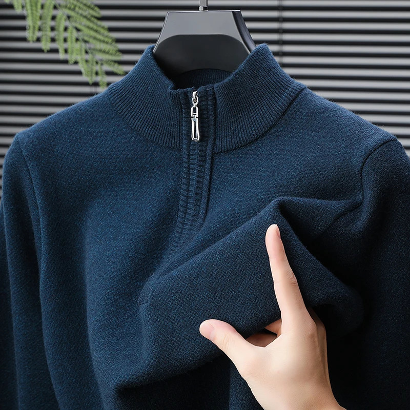 Sweatwear Mens Turtlenecks Sweaters Knit Pullovers Solid Color Long Sleeved Sweater Male Oversize Zipper Basic Coats Jumper 251015
