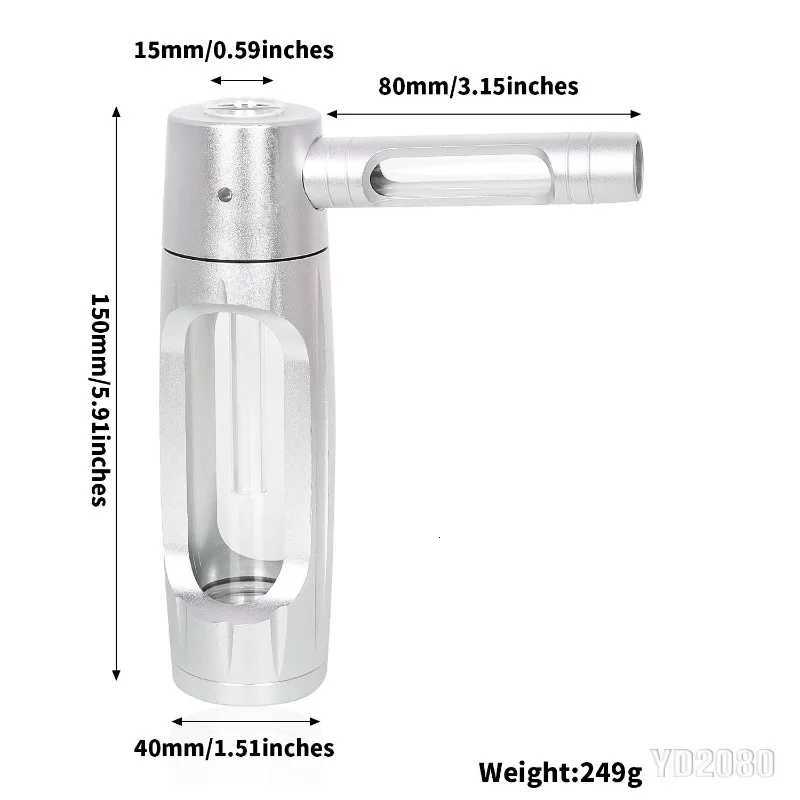 NEW Evil 155mm Dry Burning Grass Smoking Pipe Portable Aluminum AlloyGlass Tobacco Pipes Hookah Shisha Pipa Smoking Accessories Y251020