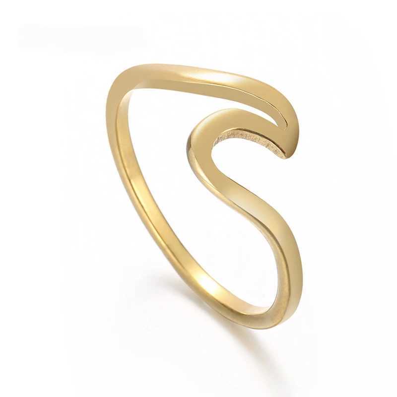 316L Stainless Steel Wave Rings For Women Men New Simple Design Sea Wave Shape Ring Size 510 Surf Wavy Jewelry J251020