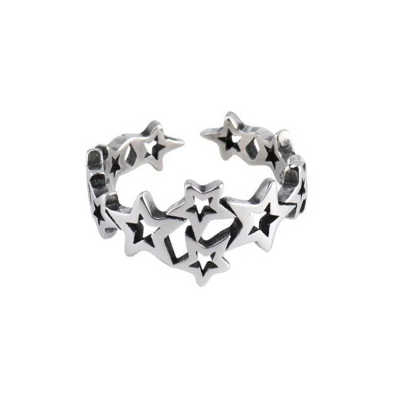 New Arrival Popular Retro Star 925 Sterling Silver Jewelry Creative Hollow Stars Personality Simple Opening Rings R018 J251020