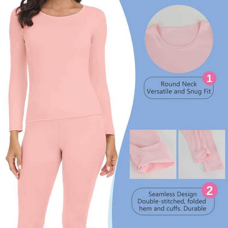 Winter Women Thermal Underwear Sets High Stretch Long Johns Round Collar Base Layer Keep Warm Top Bottom Seamless Soft PajamasT251020